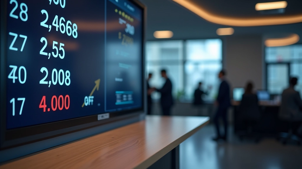 Bankschalter mit Zinstafel und Zahlen, die unterschiedliche Zinssätze zeigen