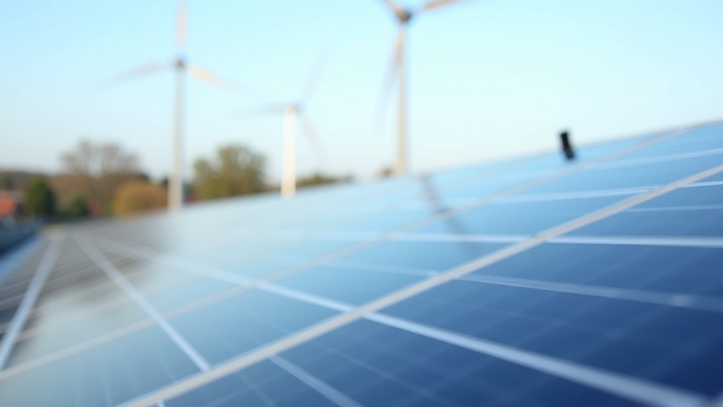 Solaranlage auf Dach mit Windkraftanlage im Hintergrund, symbolisiert grüne Energieberufe und nachhaltige Arbeitsmarkttrends